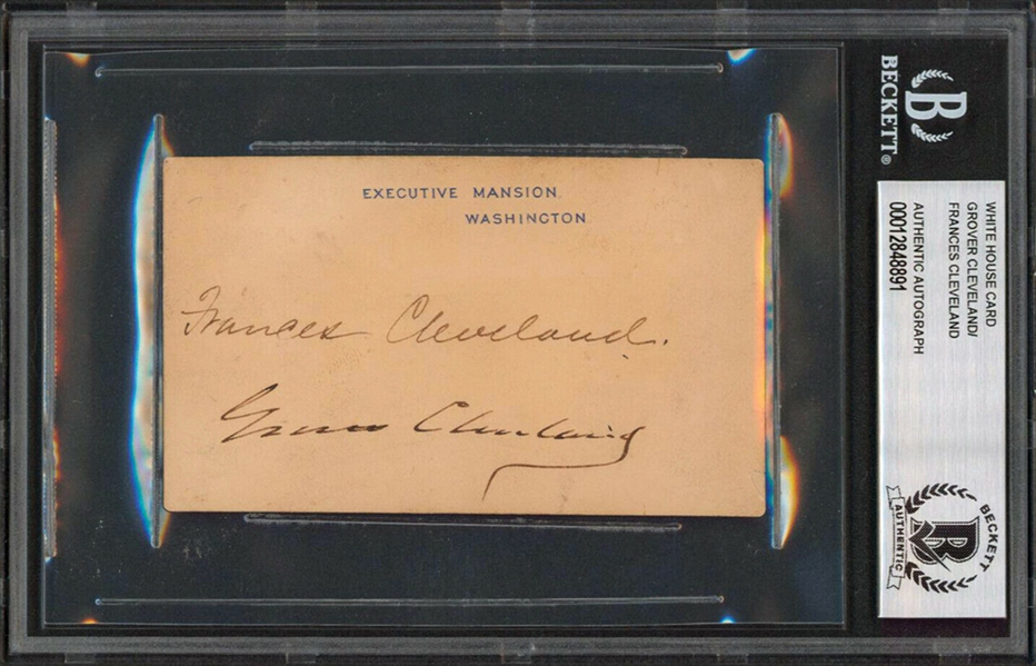 President Grover Cleveland & First Lady Frances Cleveland Dual Signed Executive Mansion Card with MINT 9 Autos (Beckett/BAS Encapsulated)