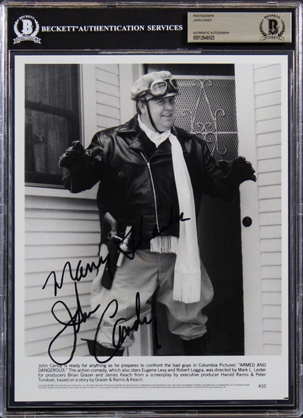 John Candy Signed 8" x 10" Press Photo with MINT 9 Autograph (Beckett/BAS Encapsulated)