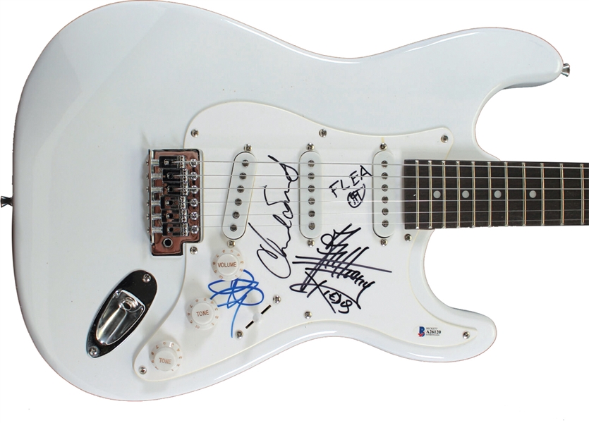 Red Hot Chili Peppers Group Signed Electric Guitar (4 Sigs)(Beckett/BAS LOA)