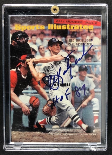 Carl Yastrzemski Signed and Inscribed "HOF 89" 1999 Fleer Sports Illustrated Cover Card #14 Red Sox 