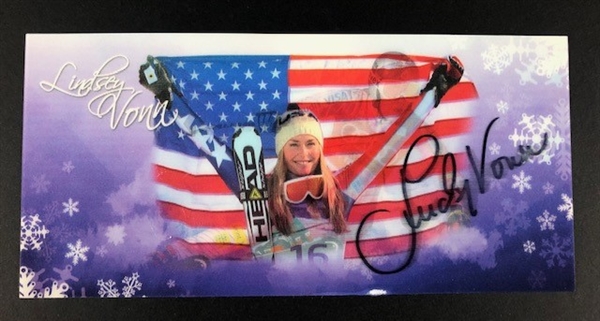 Olympic Gold Medalist Skier Lindsey Vonn Signed 8" x 4" 2-Sided 3D Collectible Card (PSA/DNA)