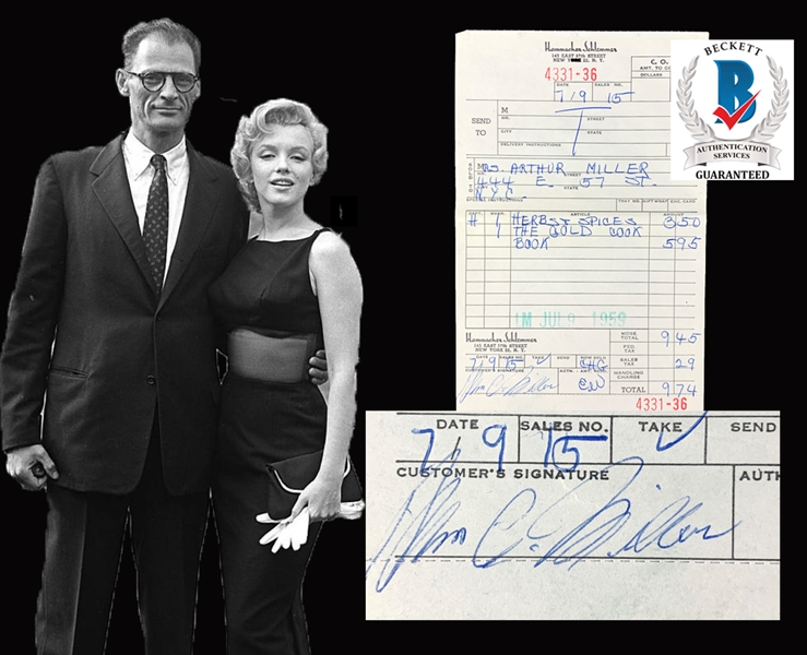 Marilyn Monroe Signed NYC Store Receipt with Unique "Mrs. A. Miller" Signature (Beckett/BAS Guaranteed)