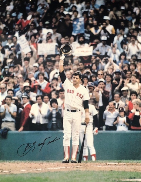 (2) 16" x 20" Photographs of Baseball HOF Member Carl Yastrzemski signed by the baseball Star (Beckett/BAS Guaranteed) 