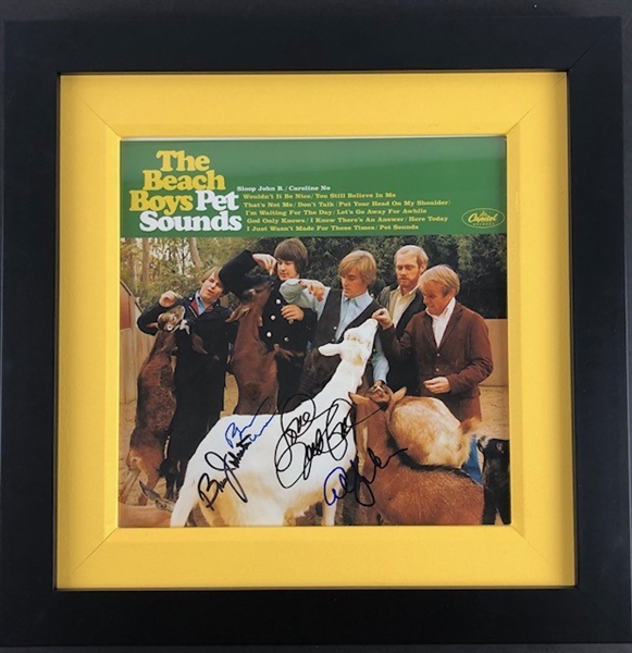 The Beach Boys Group Signed "Pet Sounds" Framed Album Cover with Wilson, Love, Jardine & Johnston (Beckett/BAS LOA)