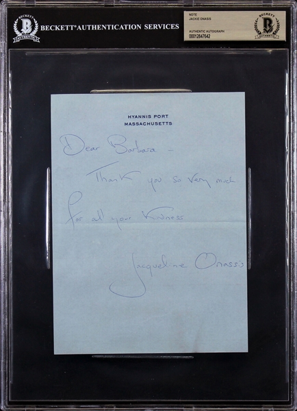 Jackie Kennedy Handwritten & Signed Letter on Hyannis Port Letterhead (Beckett/BAS Encapsulated)