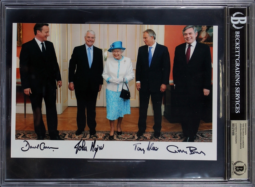 British Prime Ministers Multi Signed Photo with Queen Elizabeth (Beckett/BAS Encapsulated)