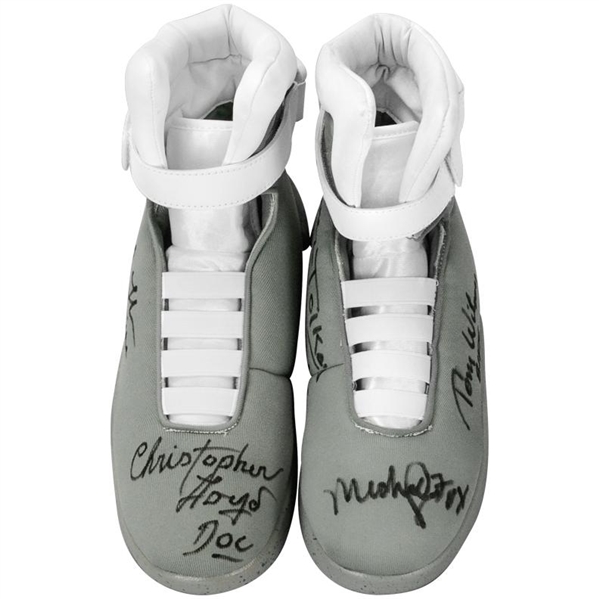 Michael J. Fox, Christopher Lloyd, Wilson, Thompson and Tolkan Signed Back To The Future Marty McFly Shoes.
