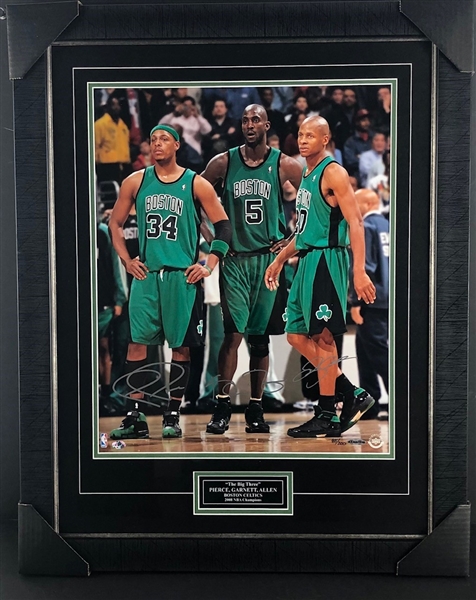 The Boston Celtics "Big Three", Pierce, Garnett, and Allen Signed & Numbered 20"x24" Photograph (Upper Deck)
