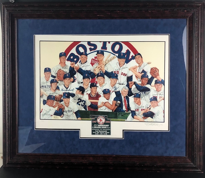 1967 Boston Red Sox Limited Edition, Numbered & Autographed 35th Anniversary Poster Created by Renowned Artist Paul Madden, sigs include Yastrzemski, Doerr, Santiago and more! 