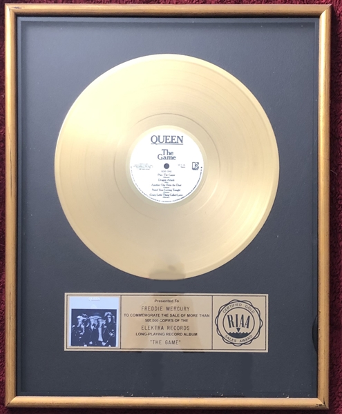 Queen: Freddie Mercurys RIAA Official Gold Record Award for "The Game"