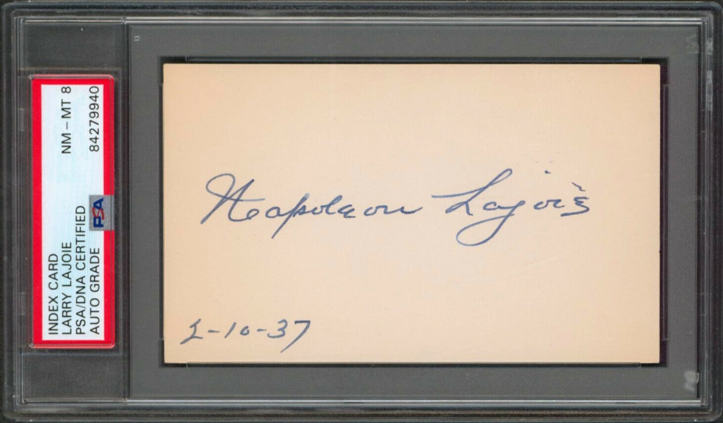 Napoleon Lajoie Early Signed Index Card with RARE Full Name Autograph (PSA/DNA Encapsulated)