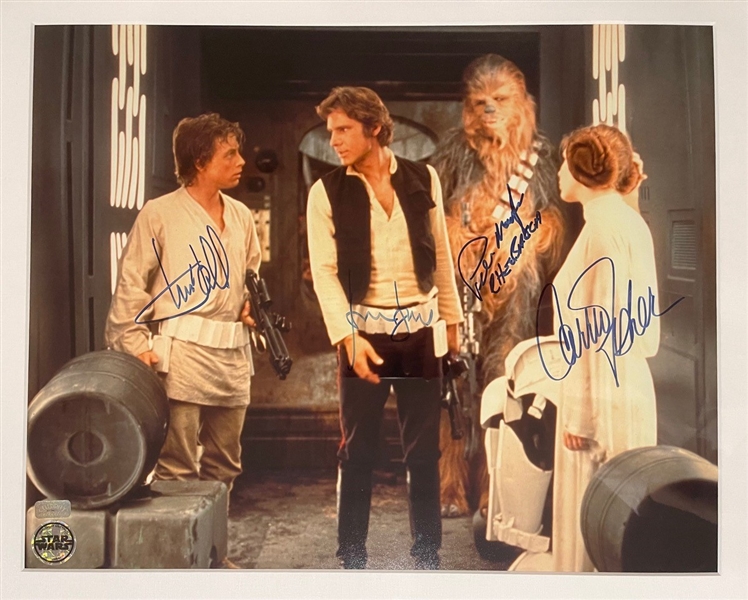 Star Wars: Hamill, Fisher, Ford & Mayhew Signed 20” x 16” Photo From “A New Hope” (Celebrity Authentics) (Beckett/BAS Guaranteed)