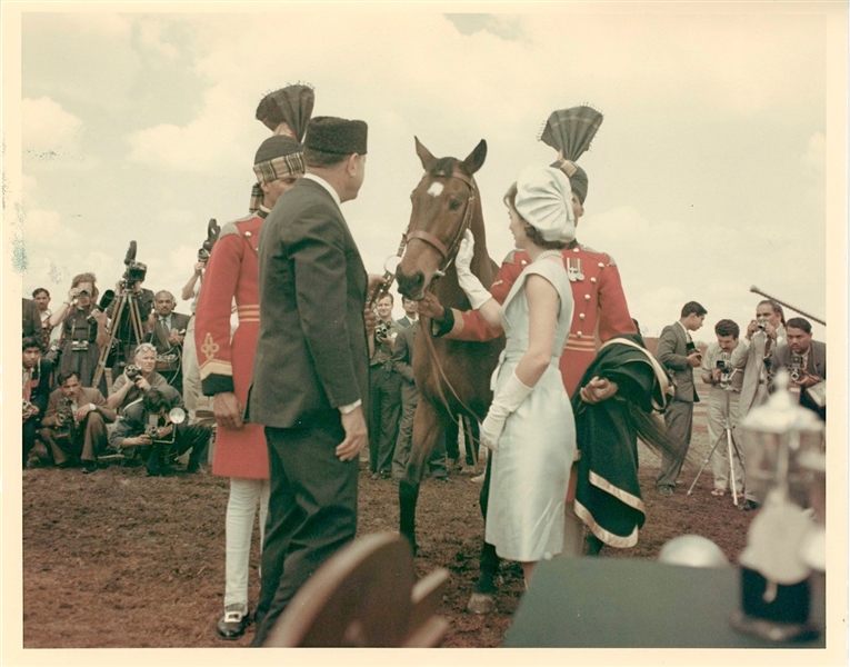 Jackie Kennedy Vintage Original 10” x 8” Photo (Cecil Stoughtons Own) of Jackie Receiving a Horse in Pakistan (Provenance: Cecil Stoughton Estate)
