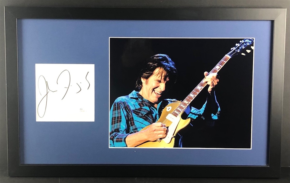 John Fogerty Signed 5.5" x 5.5" Cut, Nicely Framed with an 13.5" x 10.5" Photo (JSA) 