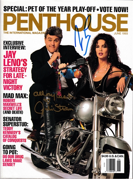Julie Strain & Jay Leno DUAL Signed June 1993 Penthouse Magazine! 