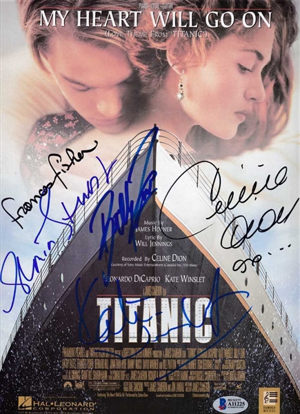 TITANIC Cast Signed Sheet Music w/ Celine Dion, Winslet, Stuart, Zane & Fisher! (Beckett/BAS LOA)
