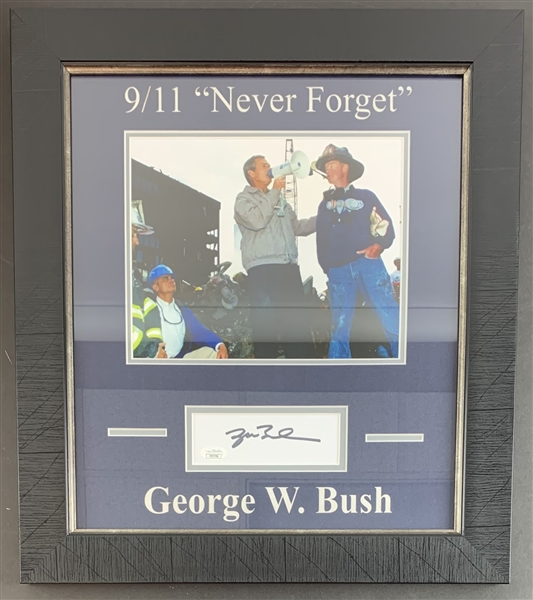 President George W. Bush Signed Autograph Segment in Custom Framed Display (JSA COA)