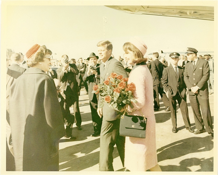 John & Jackie Kennedy Vintage Original 10” x 8” Photo (Cecil Stoughtons Own) Arriving At Love Field Airport on Assassination Day, November 22, 1963 (Provenance: Cecil Stoughton Estate)