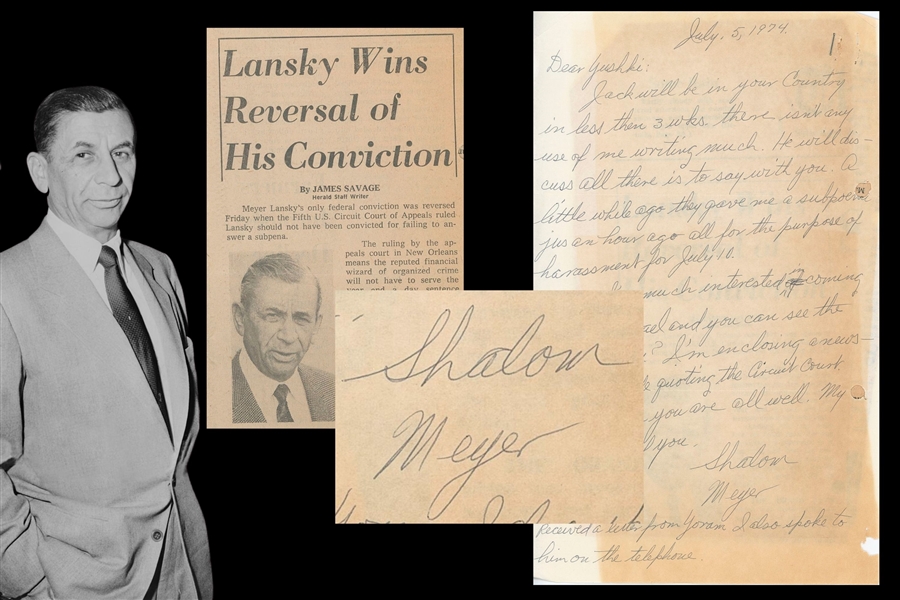 Meyer Lansky 1974 Autograph Letter Signed Regarding Returning to Israel (Beckett/BAS Guaranteed)