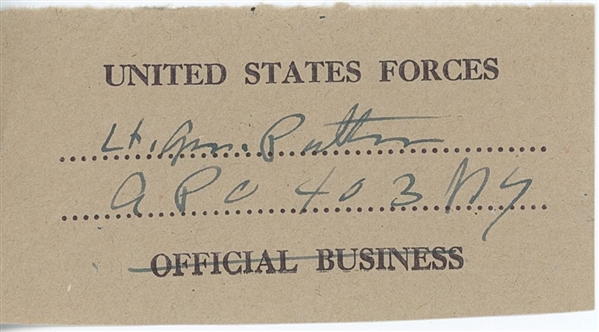 General George S. Patton 3.5” x 2” Signature & Mailing Address Cut (Beckett/BAS Guaranteed) 