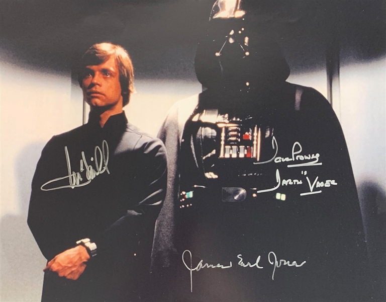 Return of the Jedi: Mark Hamill, James Earl Jones & David Prowse Signed 11" x 14" Color Photo (Beckett/BAS)