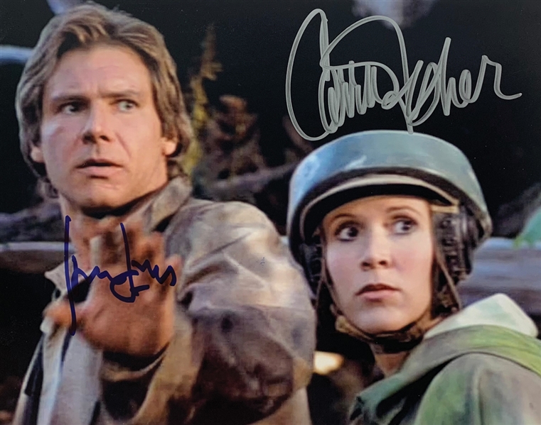Return of the Jedi: Harrison Ford & Carrie Fisher Dual Signed 8" x 10" Color Photo (Beckett/BAS)