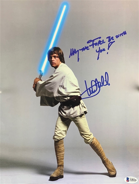 Star Wars: Mark Hamill Signed 11" x 14" Color Photo with "May The Force Be With You" Inscription (Beckett/BAS)