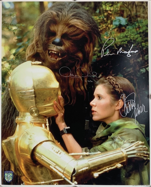 Return of the Jedi: Carrie Fisher, Mayhew & Daniels Signed 16" x 20" Color Photo (Official Pix)