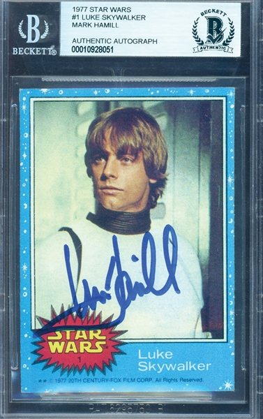 Mark Hamill Desirable Signed 1977 Star Wars Topps #1 Trading Card (Beckett/BAS Encapsulated)
