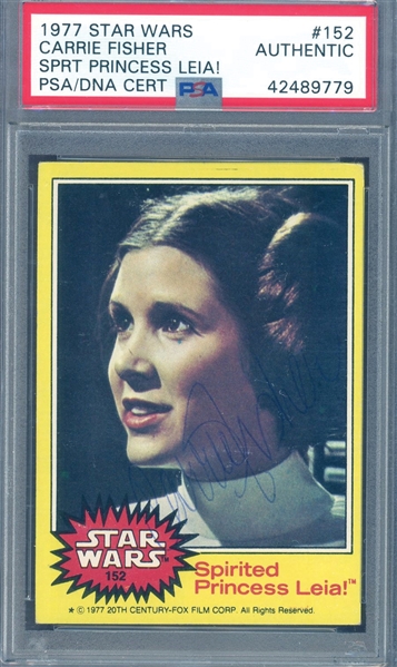 Carrie Fisher Signed 1977 Topps Star Wars Trading Card #152 - "Spirited Princess Leia" (PSA/DNA Encapsulated)