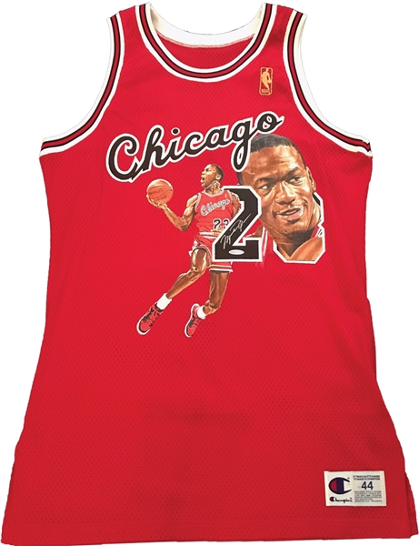 Michael Jordan One-Of-A-Kind Signed Bulls Jersey w/Hand-Painted Acrylic Artwork by William Zavala (UDA)
