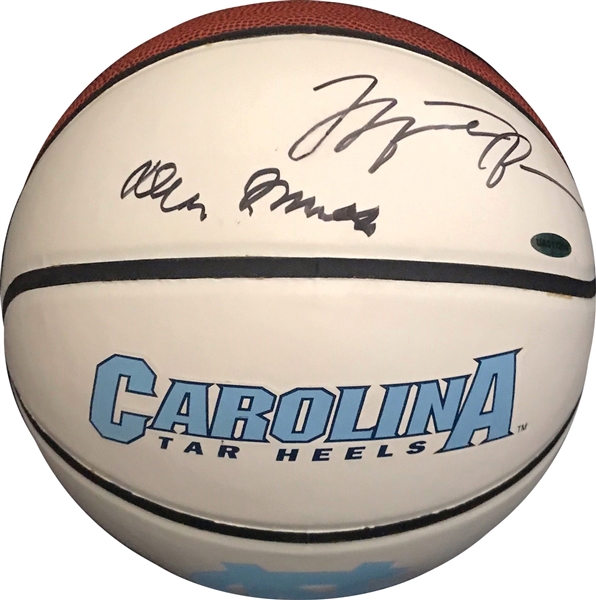 Michael Jordan & Coach Dean Smith Dual Signed NC Tarheels Model Basketball (UDA & PSA/DNA)
