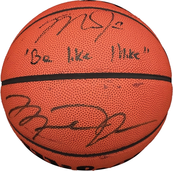 Michael Jordan & Mike Trout Dual Signed Basketball with Amazing "Be Like Mike" Inscription (UDA & MLB)
