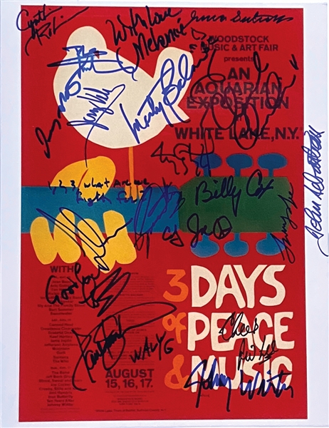 Woodstock Extensively Signed 11” x 14” Photo of Poster (19 Sigs) (BAS Guaranteed)