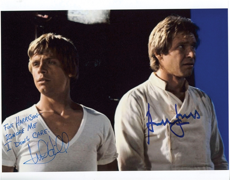 Star Wars: Harrison Ford & Mark Hamill Dual-Signed 10” x 8” Photo With Hilarious Inscription from “Empire Strikes Back” (Beckett/BAS Guaranteed)