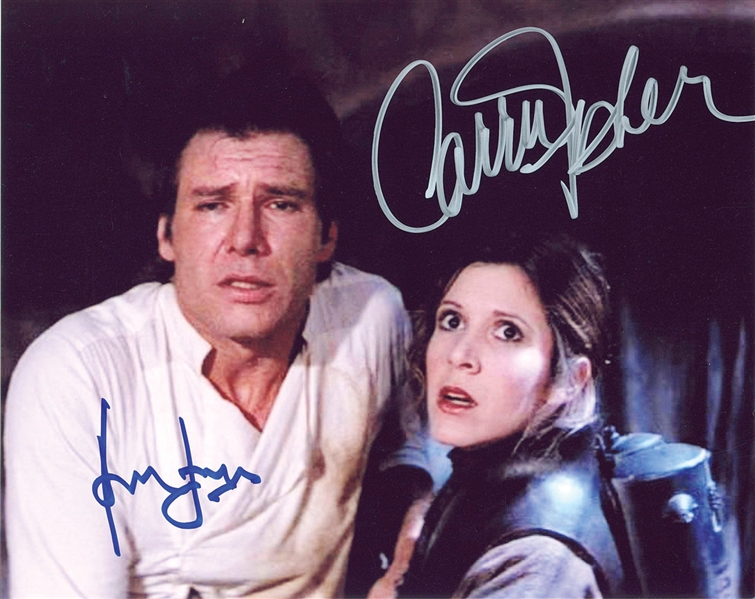 Star Wars: Harrison Ford & Carrie Fisher Unfreezing from Carbonite in Jabba’s Palace Signed 10” x 8” Photo from “Return of the Jedi” (Beckett/BAS Guaranteed)
