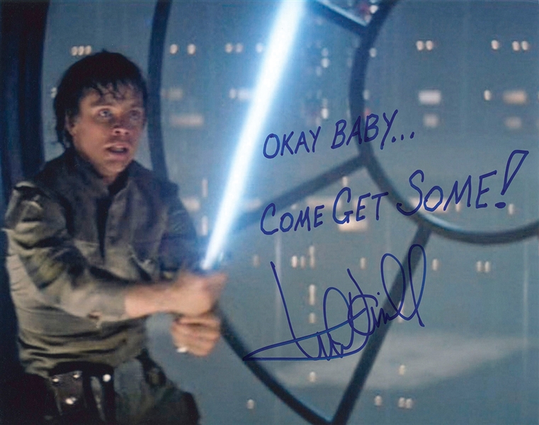 Star Wars: Mark Hamill Signed 10” x 8” Photo With Great Inscription from the Darth Vader Fight Scene in “Empire Strikes Back” (Beckett/BAS Guaranteed)
