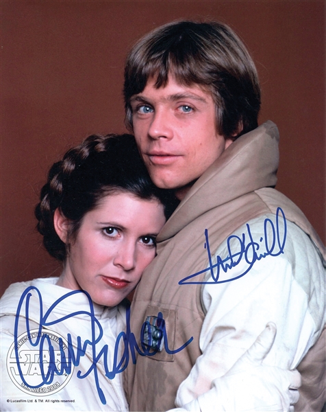 Star Wars: Mark Hamill & Carrie Fisher Dual-Signed 8” x 10” Photo from “Empire Strikes Back” (Beckett/BAS Guaranteed)