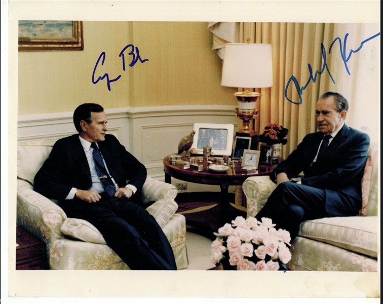 Richard Nixon and George Bush, Sr. 10” x 8” Signed Photo (Beckett/BAS Guaranteed)