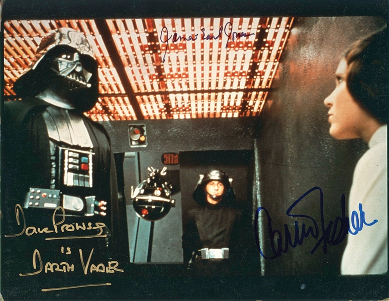 Star Wars: Fisher, Prowse, & Jones Multi-Signed 10” x 8” Photo (3 Sigs) (Beckett/BAS Guaranteed)