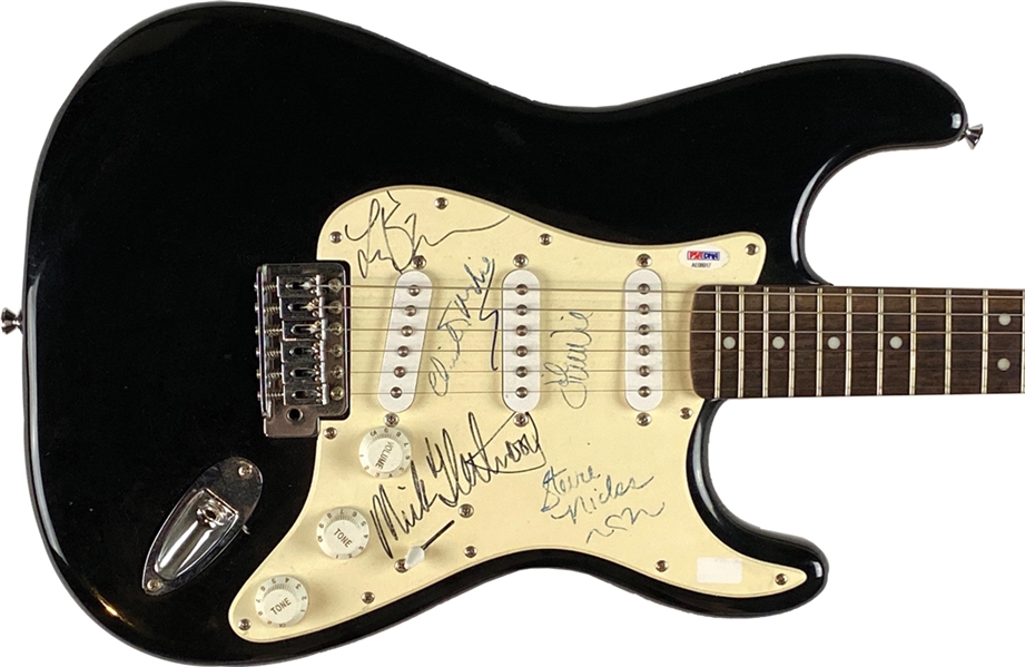 Fleetwood Mac Group Signed Black Electric Guitar (5 Sigs) (PSA Authentication) 