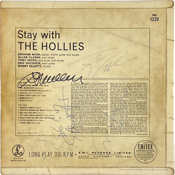 The Hollies Group Signed “Stay With the Hollies” Album Record (PSA Authentication)