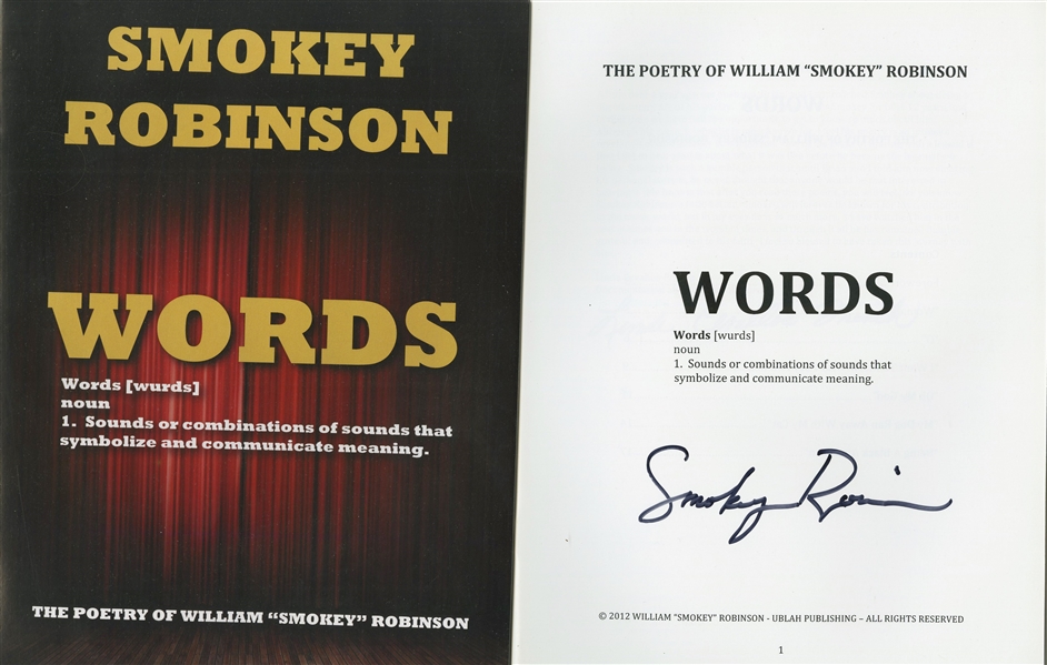 Smokey Robinson Signed “Words” Book (Beckett/BAS Guaranteed)