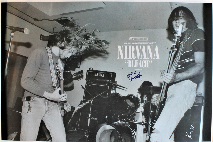 Nirvana: Novoselic & Channing Signed “Bleach” 24” x 36” Litho Poster (Beckett/BAS Guaranteed) 