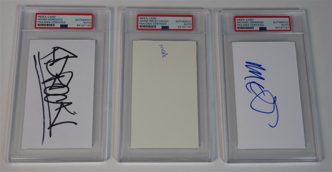 Beastie Boys Group Signed Index Card Set (3 Sigs) Encapsulated Slab (JSA LOA) (PSA/DNA Encapsulated) 