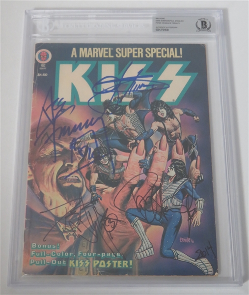 KISS Group Signed 1978 Marvel Comic Book 5 Encapsulated Slab (4 Sigs) (JSA LOA) (Beckett/BAS Encapsulated) 