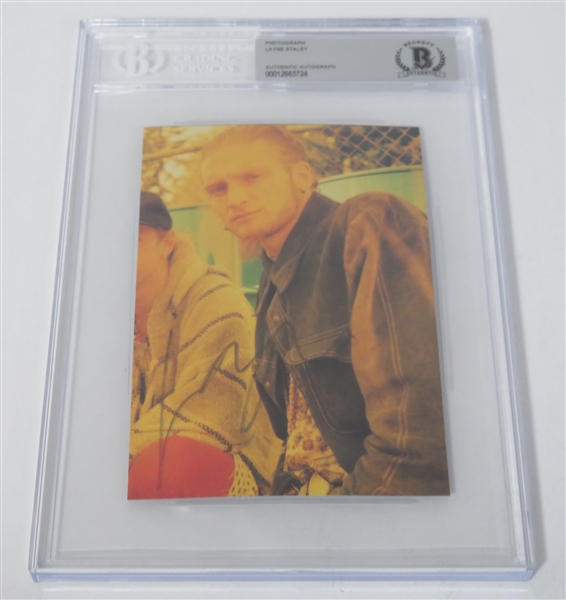 Alice in Chains Layne Staley Signed 4” x 6” Photo Encapsulated Slab (JSA LOA) (Beckett/BAS Encapsulated) 