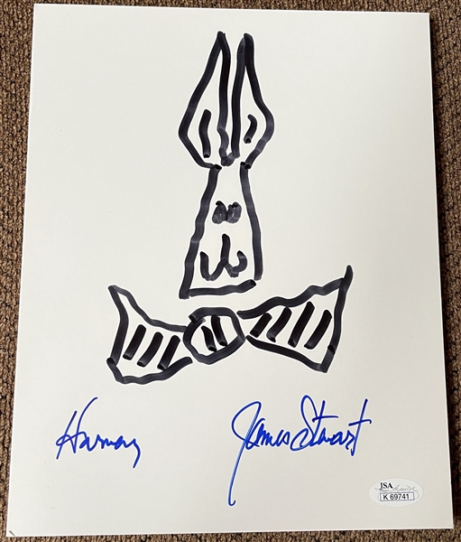 Jimmy Stewart Hand-Drawn & Signed “Harvey” Sketch (JSA Authentication)