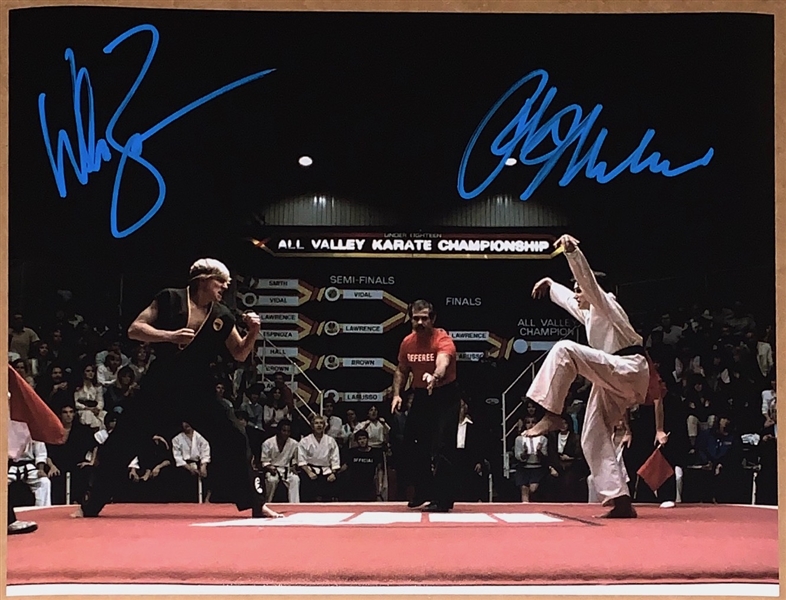 Karate Kid: Ralph Macchio & William Zabka Signed 14” x 11” Photo (ACOA Authentication) 