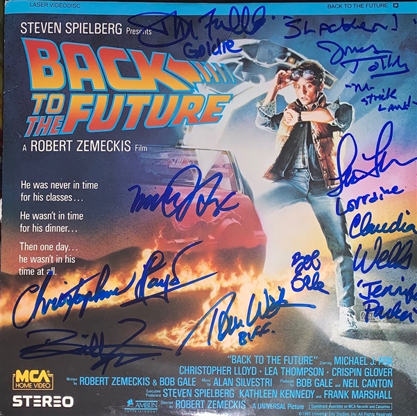 "Back to the Future II” (x13) Cast-Signed Laserdisc: Fox, Lloyd, Thompson, Etc. (13 Sigs) (ACOA Authentication) 
